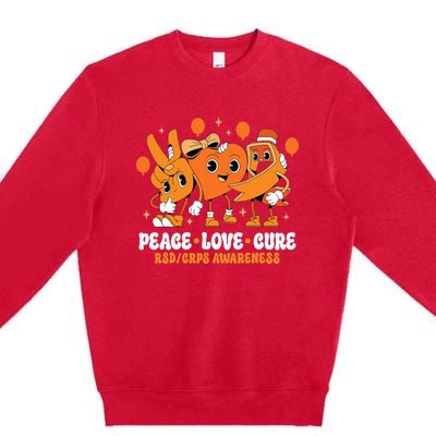 Orange Ribbon Survivor Groovy Rsd Crps Awareness Premium Crewneck Sweatshirt