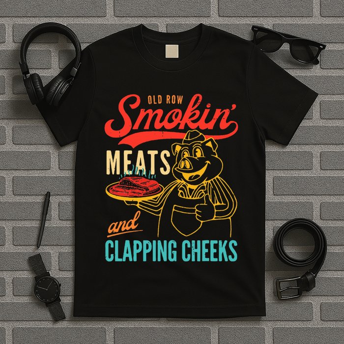 Old Row Smokin Meats And Clapping Cheeks Funny T-Shirt