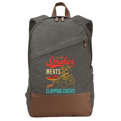 Old Row Smokin Meats And Clapping Cheeks Funny Cotton Canvas Backpack