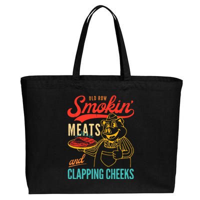 Old Row Smokin Meats And Clapping Cheeks Funny Cotton Canvas Jumbo Tote