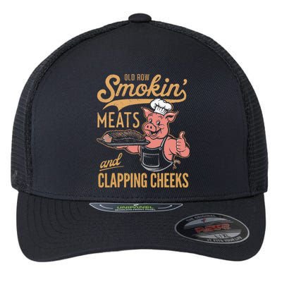 Old Row Smokin Meats And Clapping Cheeks Funny Flexfit Unipanel Trucker Cap