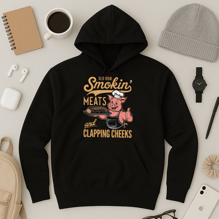 Old Row Smokin Meats And Clapping Cheeks Funny Hoodie