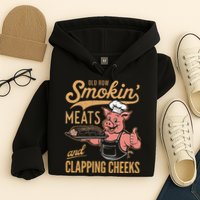 Old Row Smokin Meats And Clapping Cheeks Funny Hoodie