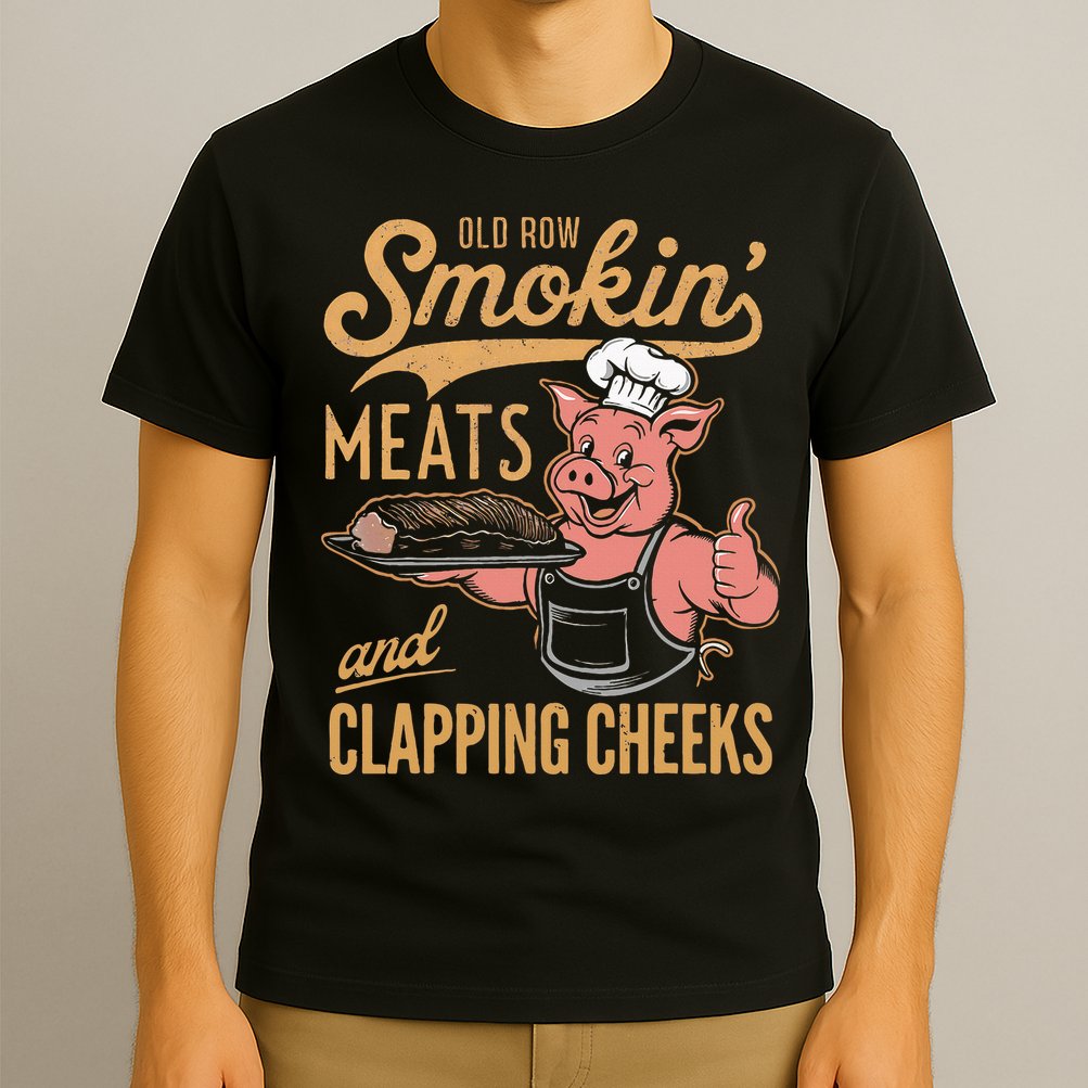 Old Row Smokin Meats And Clapping Cheeks Funny T-Shirt