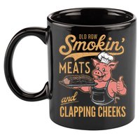 Old Row Smokin Meats And Clapping Cheeks Funny 11oz C Handle Ceramic Mug