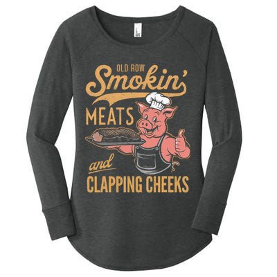 Old Row Smokin Meats And Clapping Cheeks Funny Women's Perfect Tri Tunic Long Sleeve Shirt