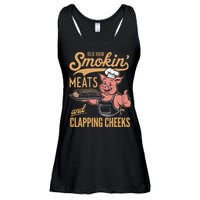 Old Row Smokin Meats And Clapping Cheeks Funny Ladies Essential Flowy Tank