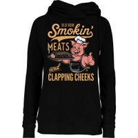 Old Row Smokin Meats And Clapping Cheeks Funny Womens Funnel Neck Pullover Hood