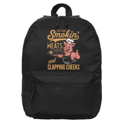 Old Row Smokin Meats And Clapping Cheeks Funny 16 in Basic Backpack