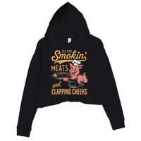 Old Row Smokin Meats And Clapping Cheeks Funny Crop Fleece Hoodie