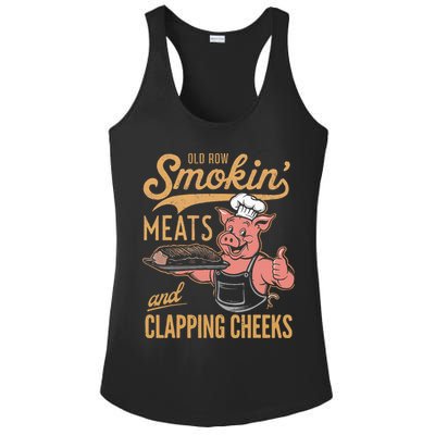 Old Row Smokin Meats And Clapping Cheeks Funny Ladies PosiCharge Competitor Racerback Tank