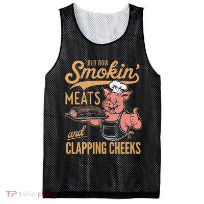 Old Row Smokin Meats And Clapping Cheeks Funny Mesh Reversible Basketball Jersey Tank
