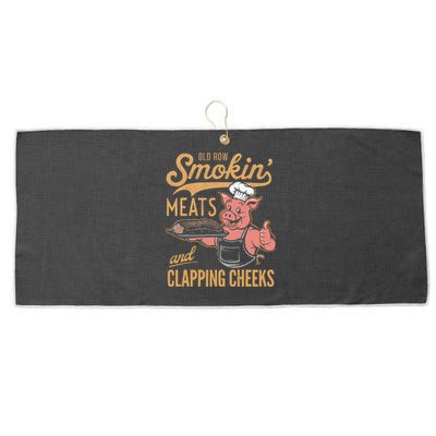 Old Row Smokin Meats And Clapping Cheeks Funny Large Microfiber Waffle Golf Towel