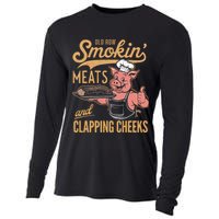 Old Row Smokin Meats And Clapping Cheeks Funny Cooling Performance Long Sleeve Crew