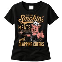 Old Row Smokin Meats And Clapping Cheeks Funny Womens T-Shirt