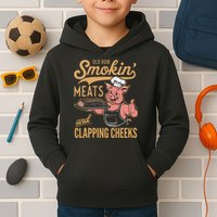 Old Row Smokin Meats And Clapping Cheeks Funny Kids Hoodie