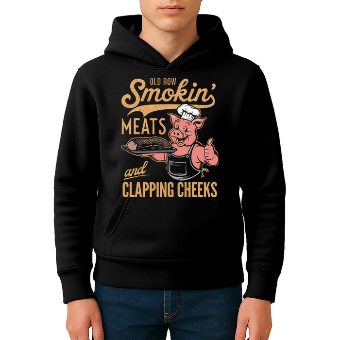Old Row Smokin Meats And Clapping Cheeks Funny Kids Hoodie
