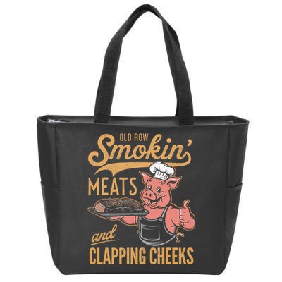 Old Row Smokin Meats And Clapping Cheeks Funny Zip Tote Bag