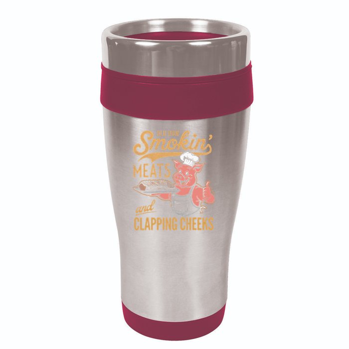 Old Row Smokin Meats And Clapping Cheeks Funny 16oz Travel Tumbler