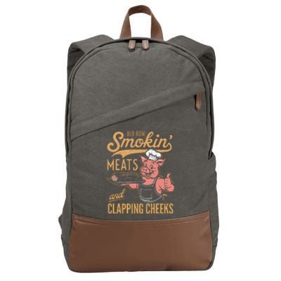 Old Row Smokin Meats And Clapping Cheeks Funny Cotton Canvas Backpack