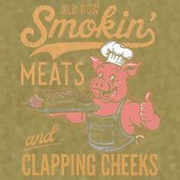 Old Row Smokin Meats And Clapping Cheeks Funny Garment-Dyed Women's Muscle Tee