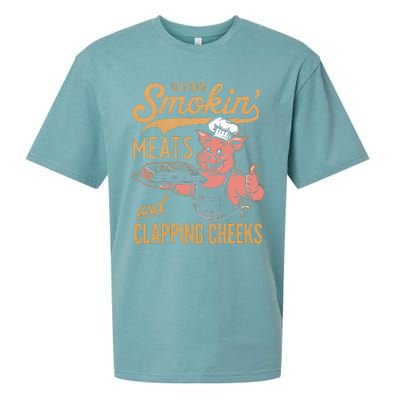 Old Row Smokin Meats And Clapping Cheeks Funny Sueded Cloud Jersey T-Shirt