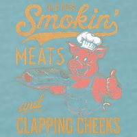 Old Row Smokin Meats And Clapping Cheeks Funny Sueded Cloud Jersey T-Shirt