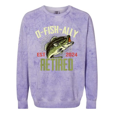 Ofishally Retired Since 2024 Retirement Fishing Colorblast Crewneck Sweatshirt