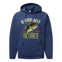 Ofishally Retired Since 2024 Retirement Fishing Performance Fleece Hoodie