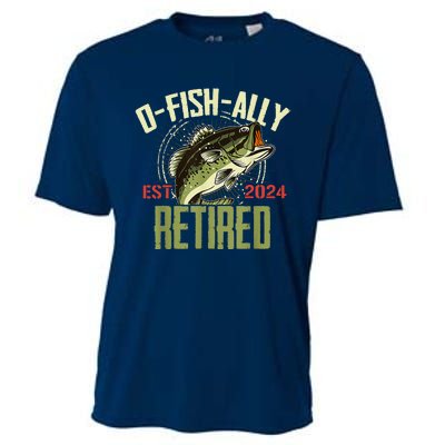 Ofishally Retired Since 2024 Retirement Fishing Cooling Performance Crew T-Shirt