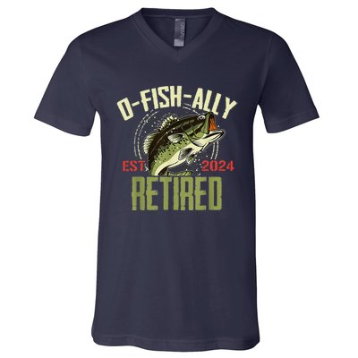 Ofishally Retired Since 2024 Retirement Fishing V-Neck T-Shirt