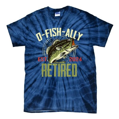 Ofishally Retired Since 2024 Retirement Fishing Tie-Dye T-Shirt