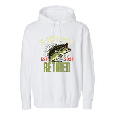 Ofishally Retired Since 2024 Retirement Fishing Garment-Dyed Fleece Hoodie