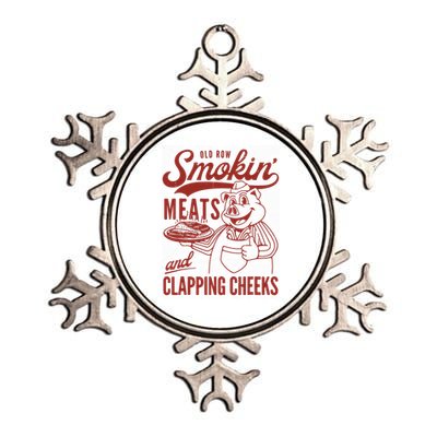 Old Row Smokin Meats And Clapping Cheeks Funny Metallic Star Ornament