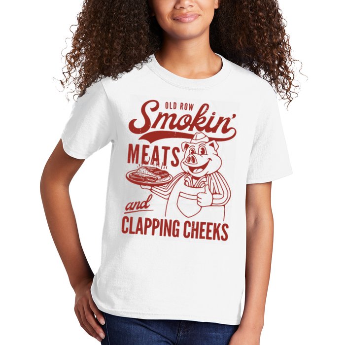 Old Row Smokin Meats And Clapping Cheeks Funny Kids T-Shirt