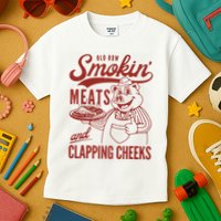 Old Row Smokin Meats And Clapping Cheeks Funny Kids T-Shirt