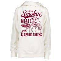 Old Row Smokin Meats And Clapping Cheeks Womens Funnel Neck Pullover Hood