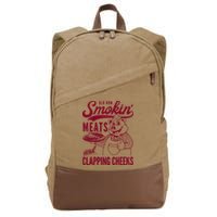 Old Row Smokin Meats And Clapping Cheeks Cotton Canvas Backpack
