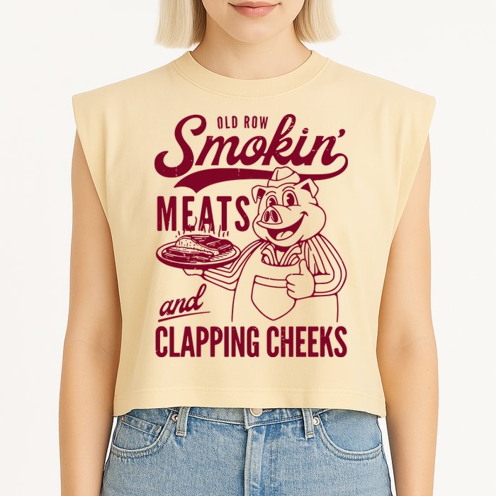 Old Row Smokin Meats And Clapping Cheeks Garment-Dyed Women's Muscle Tee