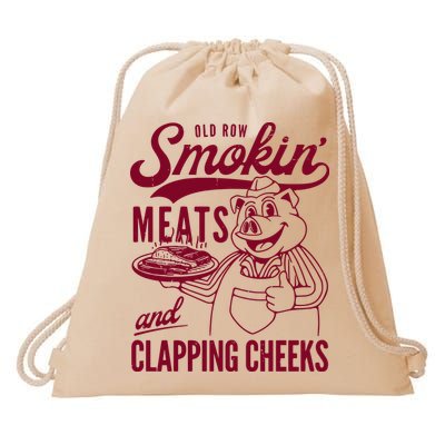 Old Row Smokin Meats And Clapping Cheeks Drawstring Bag