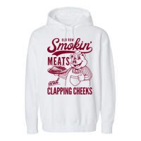 Old Row Smokin Meats And Clapping Cheeks Garment-Dyed Fleece Hoodie
