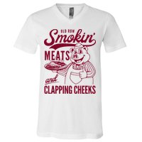 Old Row Smokin Meats And Clapping Cheeks V-Neck T-Shirt