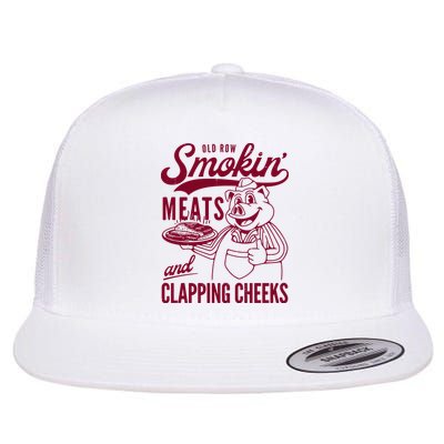 Old Row Smokin Meats And Clapping Cheeks Flat Bill Trucker Hat