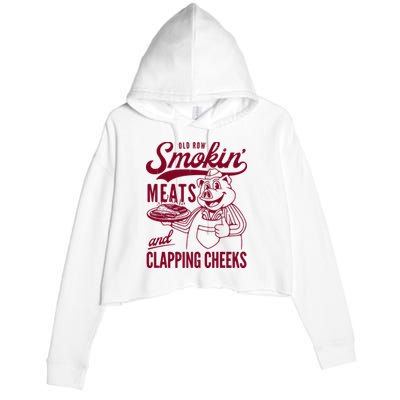 Old Row Smokin Meats And Clapping Cheeks Crop Fleece Hoodie