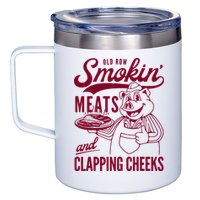 Old Row Smokin Meats And Clapping Cheeks 12oz Stainless Steel Coffee Mug