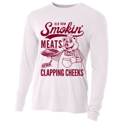 Old Row Smokin Meats And Clapping Cheeks Cooling Performance Long Sleeve Crew