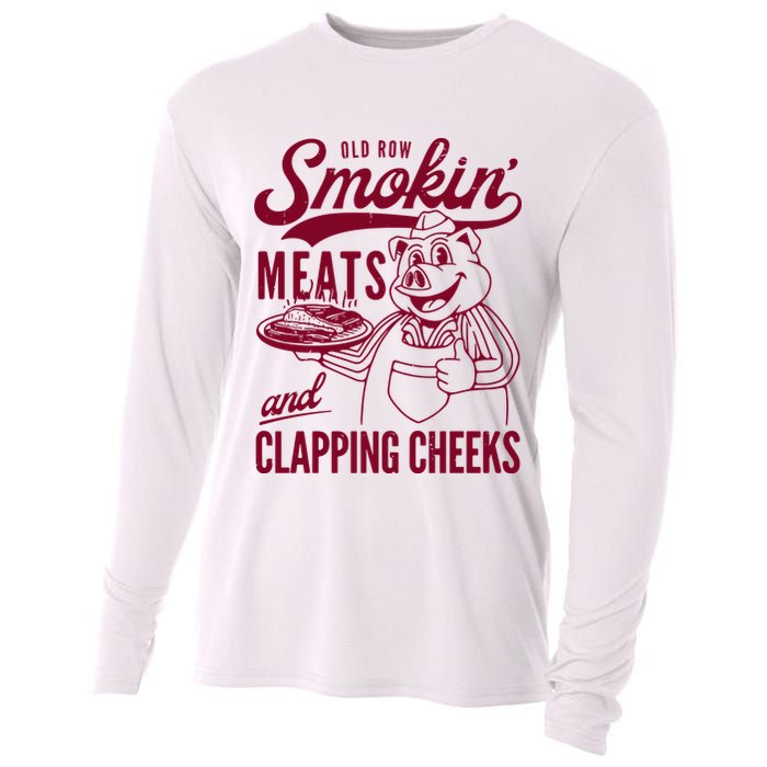 Old Row Smokin Meats And Clapping Cheeks Cooling Performance Long Sleeve Crew