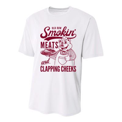 Old Row Smokin Meats And Clapping Cheeks Youth Performance Sprint T-Shirt