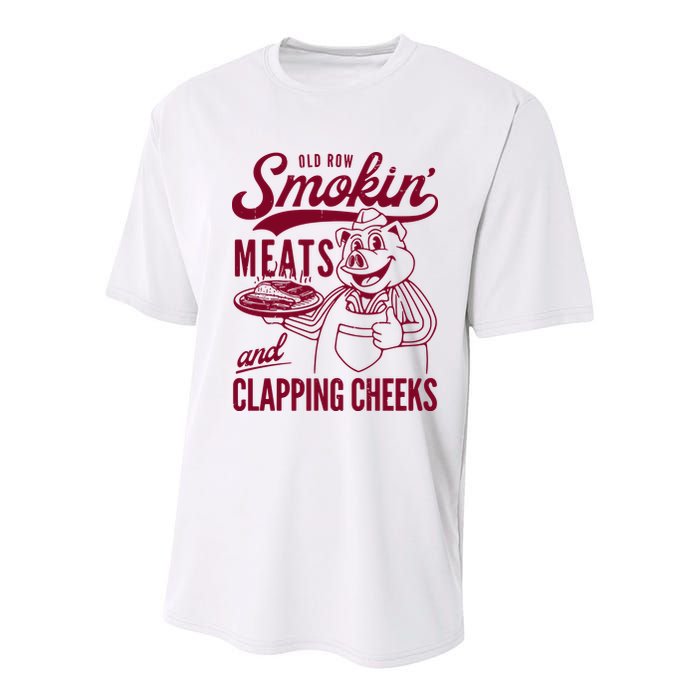 Old Row Smokin Meats And Clapping Cheeks Youth Performance Sprint T-Shirt