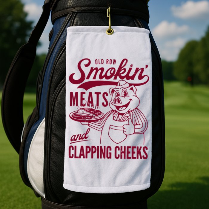 Old Row Smokin Meats And Clapping Cheeks Golf Towel